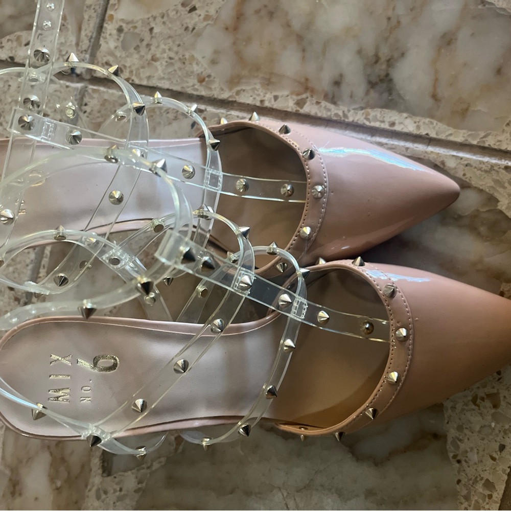 Zara Cream Heels with Studded Straps